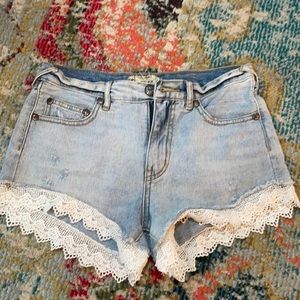 Free people high rise lace trimmed shorts